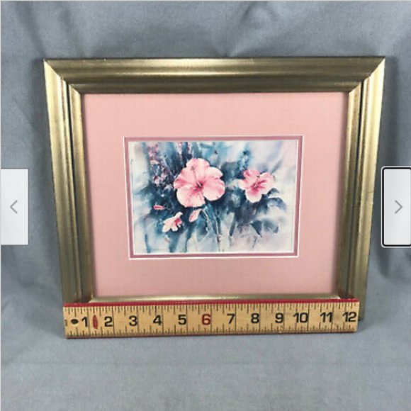 Vtg 13x11 Framed Matted Art Print Pink Floral Wall Picture Huibert Van Drimmelen - Picture 3 of 5